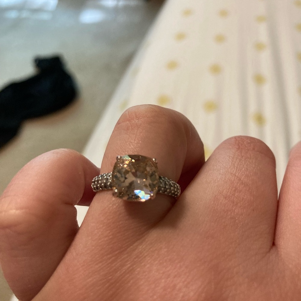 Morganite and cz sterling silver ring